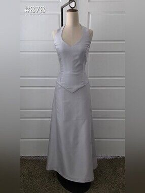 Silver 2-piece Halter Formal Dress